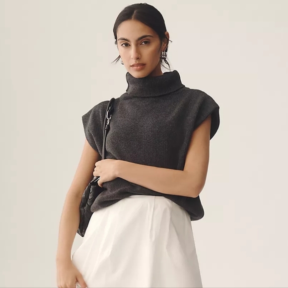 Anthropologie Maeve Mock-Neck Muscle Sweater Vest - Picture 1 of 11